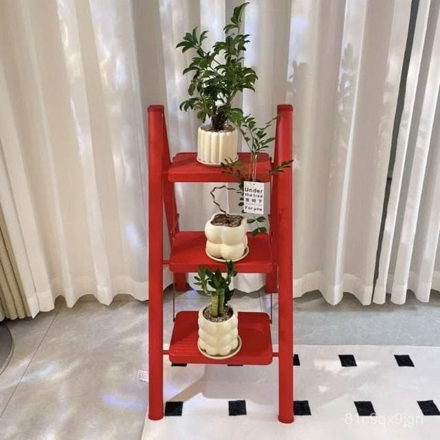 免運 可開髮票 喬遷之喜紅梯子傢用折疊伸縮加厚室內多功能樓梯凳人字梯搬傢禮物傢用梯子 三步梯 四步梯 鋼梯 兩步梯