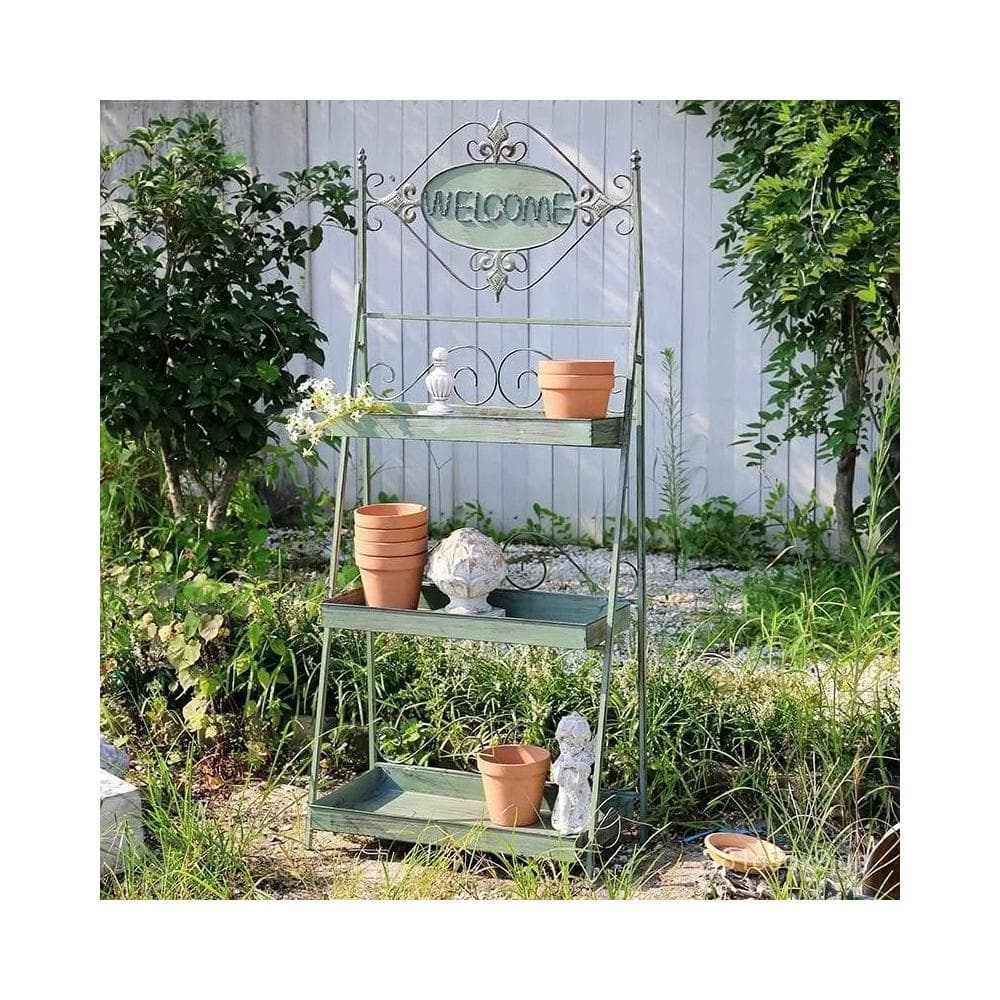 🎉特價下殺 花架 陽臺花架 落地架 歐式可折疊多層陽臺鐵藝花架室內複古置物架作舊多肉落地式花盆架 植物花架 盆栽架