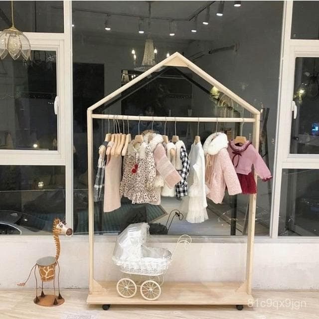 免運 可開髮票 兒童衣帽掛衣架臥室落地嬰幼兒可愛衣架掛衣桿實木收納衣服架子 兒童衣帽架落地 掛衣架 幼兒衣物收納置物架