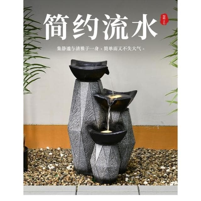 廠家直銷 輕奢流水噴泉擺件循環水簡約現代高端歐式客廳玄關辦公室開業禮品創意假山招財風水輪擺件 開店送禮 招財 開運