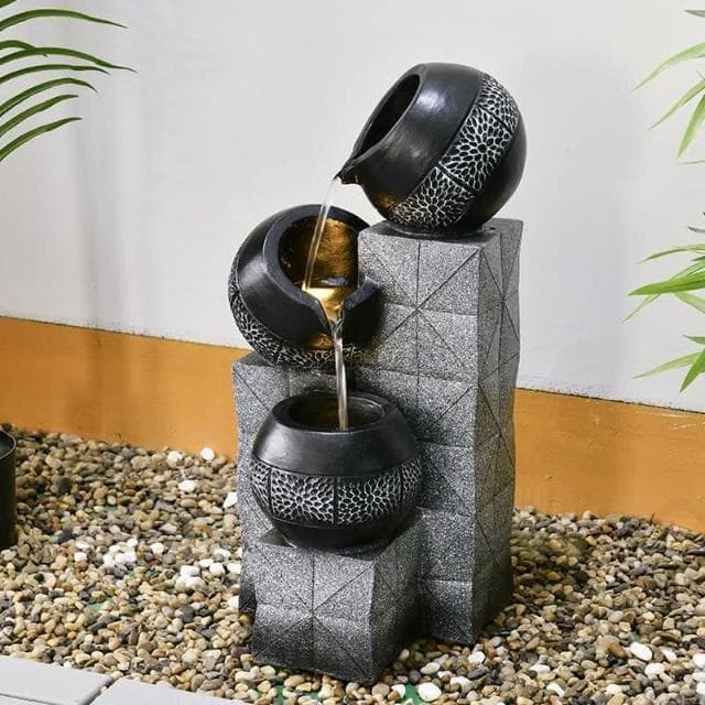 廠家直銷 輕奢流水噴泉擺件循環水簡約現代高端歐式客廳玄關辦公室開業禮品創意假山招財風水輪擺件 開店送禮 招財 開運