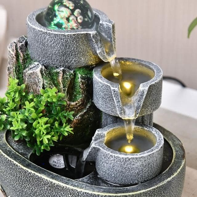 廠家直銷 高山流水噴泉假山水景擺件客廳辦公桌裝飾風水輪招財喬遷開業禮物高山流水 招財流水盆 流水聚寶盆 流水擺件