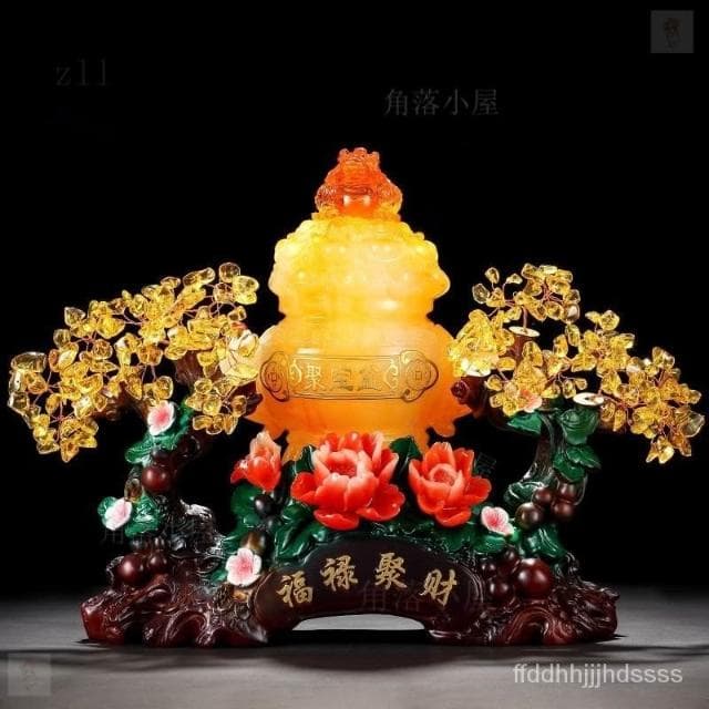 ⭐ 免運 招財金蟾聚寶盆 水晶髮財樹 招財擺件 招財擺飾 客廳擺件 玄關擺飾 辦公室擺飾 入厝禮物 開店送禮 開幕送禮