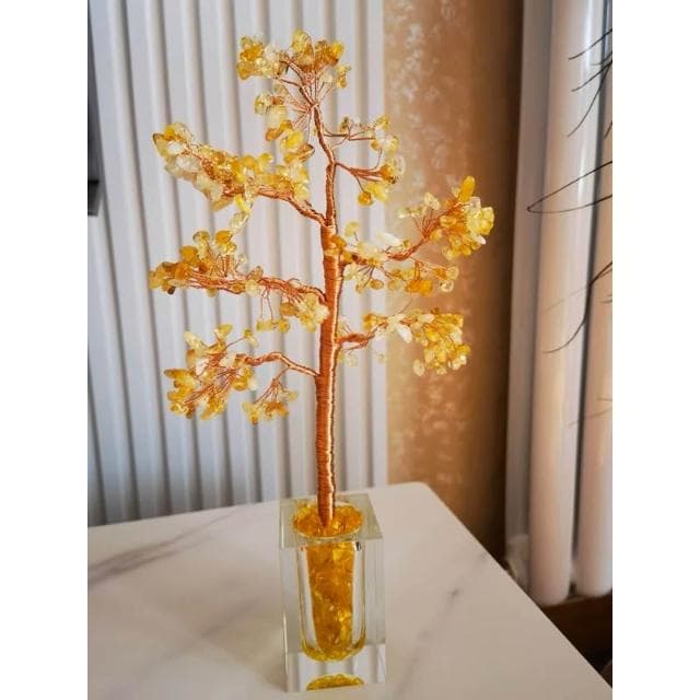 黃水晶招財樹粉水晶招桃花發財樹玄關擺設裝飾品居家裝飾喬遷禮物入厝禮物開店 高32xm