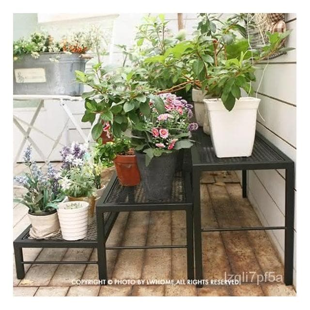 可開發票💥免運 北歐多層花架置物架 免組裝 階梯型 鐵藝 防腐 盆栽架 室外 陽臺 闆凳植物架