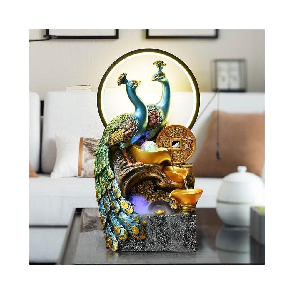 孔雀擺飾 招財水流盆 風水輪 水流擺飾 流水擺飾 流水盆 開運 風水擺件 風水擺飾 開業 喬遷 禮物