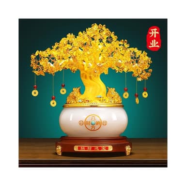 黃水晶髮財樹 發財樹 搖錢樹 招財樹 招財擺飾 財位擺飾 招財進寶 聚寶盆 風水擺件 開幕 開店賀禮 喬遷 開業 禮物