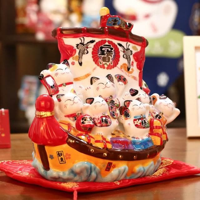 招財貓 一帆風順 招財貓擺件 招財擺飾 撲滿 存錢罐 存錢筒 可存可取 玄關擺飾 開業 開幕 開店賀禮 喬遷 禮物
