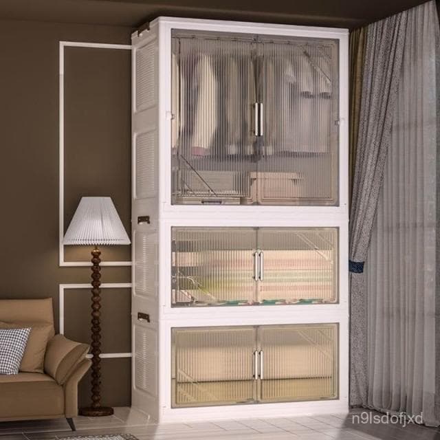 免安裝兒童衣櫃加厚嬰兒寶寶簡易折疊衣櫥家用零食玩具防塵收納櫃 收納箱 收納櫃 折疊收納箱 儲物櫃 整理箱 衣櫃 衣櫥