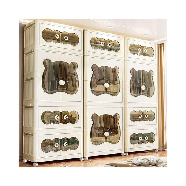 母嬰級寶寶衣服收納櫃安裝折疊儲物櫃子加厚兒童衣櫃家用嬰兒衣櫥 收納箱 收納櫃 折疊收納箱 儲物櫃 整理箱 衣櫃 衣櫥