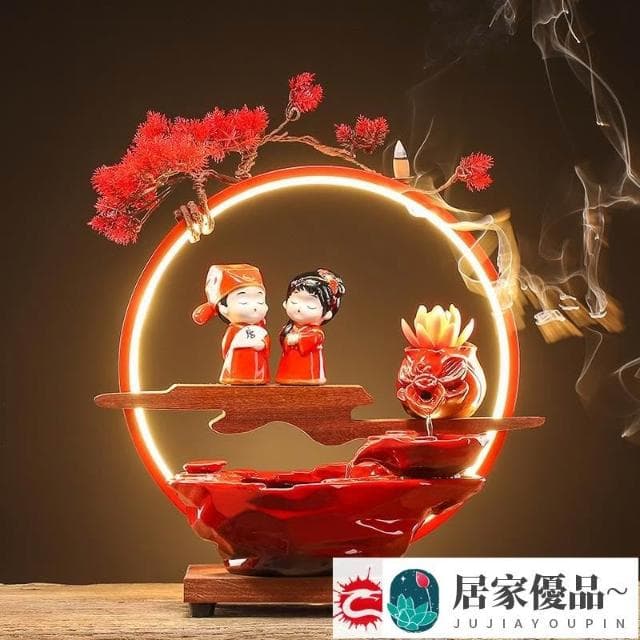 特價擺件流水擺件結婚禮物新婚送新人一對創意閨蜜情人節禮品陶瓷婚慶中式