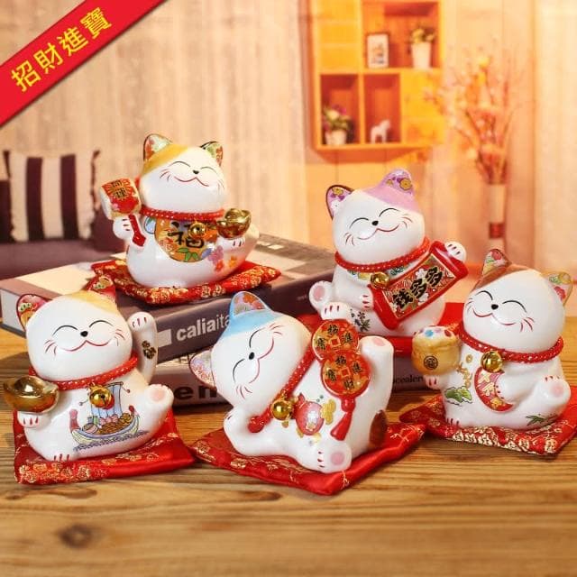 滴家D+ 招財貓 存錢筒 陶瓷擺飾 發財猫擺件 開運招財貓 存錢罐 迎賓擺件 撲滿 交換禮物 存錢招財猫