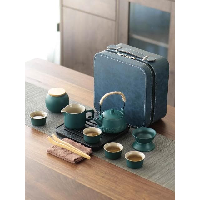 旅行功夫陶瓷茶具戶外旅遊露營喝茶裝備可攜式套裝泡茶小套定制包