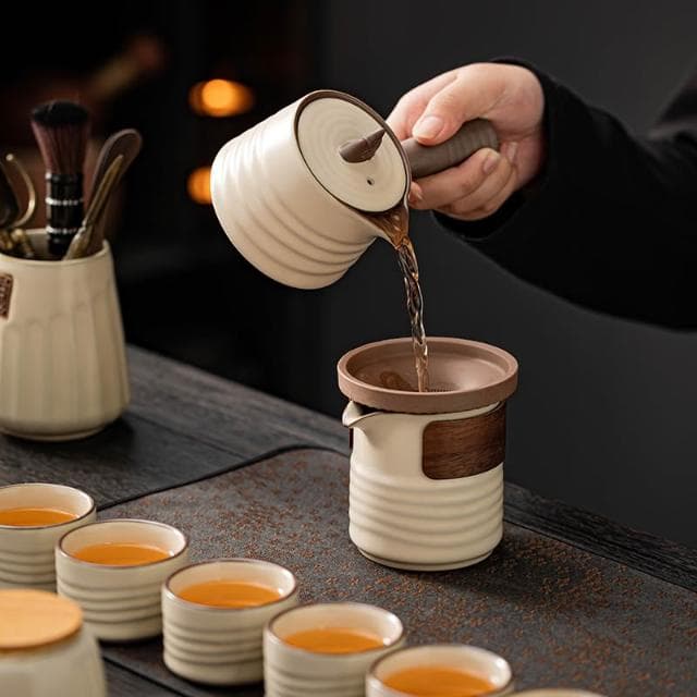 汝窯功夫茶具套裝家用陶瓷茶壺泡茶蓋碗輕奢高檔茶盤喝茶茶杯整套