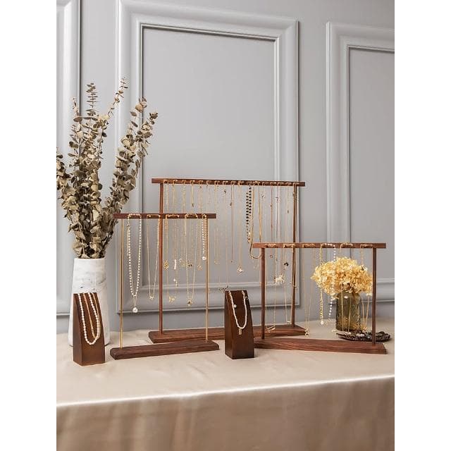 項鏈展示架飾品陳列道具店鋪創意胡桃木高檔簡約掛手鏈首飾收納架