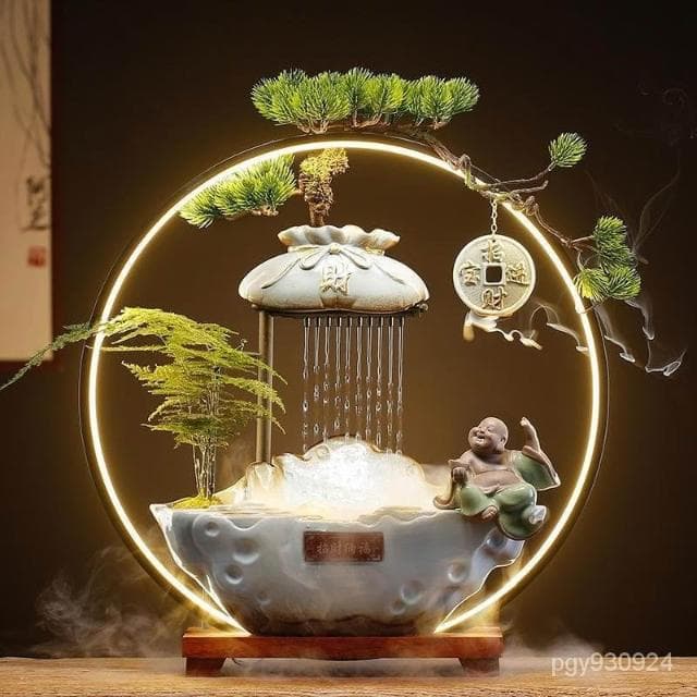 💕💕雨簾流水擺件 倒流香座 玄關擺件 招財流水盆  風水招財流水組 流水生財擺件 招財擺件 開店送禮 開運 招財 GOR