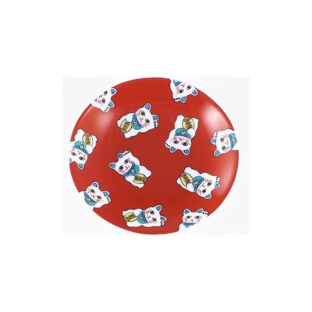 日本製 九谷燒 緣起豆皿-招財貓 9.5cm 青郊窯 小皿 點心盤 飾盤 禮物