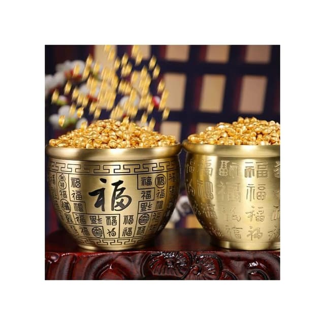 百福缸．黃銅招財缸 強力招財 聚寶盆 桌上擺件招財米缸 開店送禮 金錢缸 招財進寶 可財神廟過爐(強力招財)