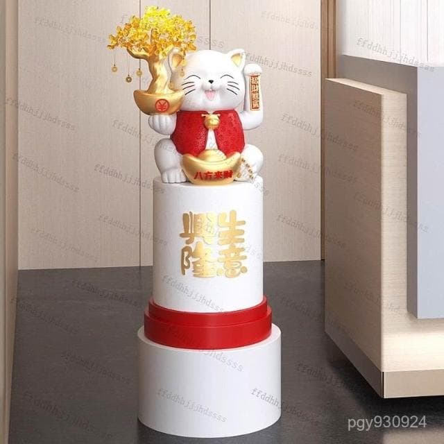 💕招財貓 落地擺件 自動招手 存錢罐 家居 店鋪 公司前臺 大型擺件 水晶發財樹 招財擺飾  開業 開幕送禮 入厝禮物