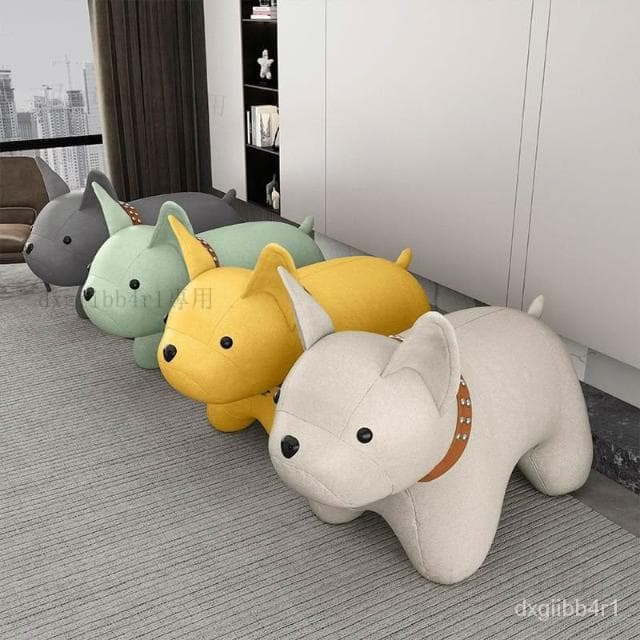 法鬥凳子卡通換鞋凳傢用客廳臥室寵物裝飾喬遷禮物網紅創意動物凳