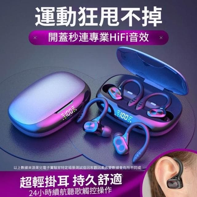 台灣出貨 無線藍芽耳機 真降噪 運動耳掛式電競遊戲真無綫高音質運動防汗防水安卓蘋果通用 藍芽無線耳機 無線藍牙耳機