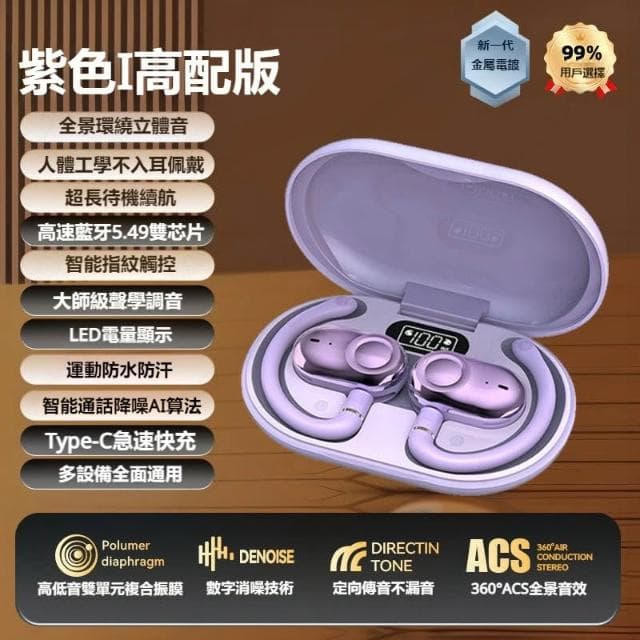 台灣出貨 夾耳式藍芽耳機 氣傳導不入耳無線耳機 華為FreeClip同款耳環式骨傳導藍芽耳機 長續航運動降噪式藍牙耳機