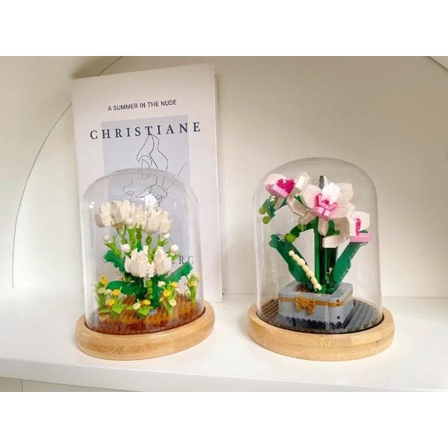積木 益智玩具 DIY永生花系列 茉莉花永生花套裝 積木永生花/積木花 康乃馨永生花母親節禮物 / 贈燈帶