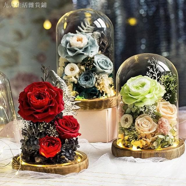 畢業禮物 情人節 多款經典 永生花 乾燥花 永生玫瑰玻璃罩 母親節 生日 聖誕節 交換禮物 玫瑰