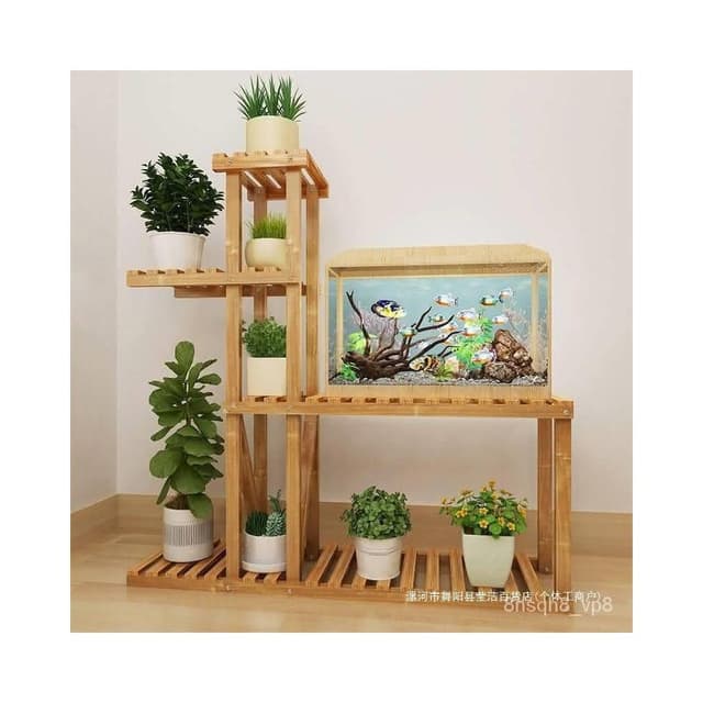 廠家直發 花架客廳 魚缸花架子多層 陽臺落地式實木盆栽植物室內置物架
