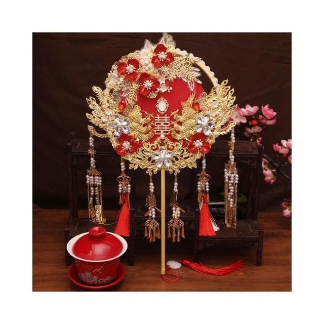 婚禮禮物 雙色雙面新娘中式婚禮團扇 喜扇 手工diy 成品結婚送朋友送閨蜜婚慶禮物