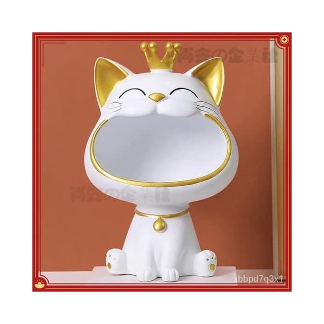 💖免運💖 創意招財貓進門玄關電視櫃鑰匙收納擺件傢居裝飾品開業喬遷禮物 YJEZ