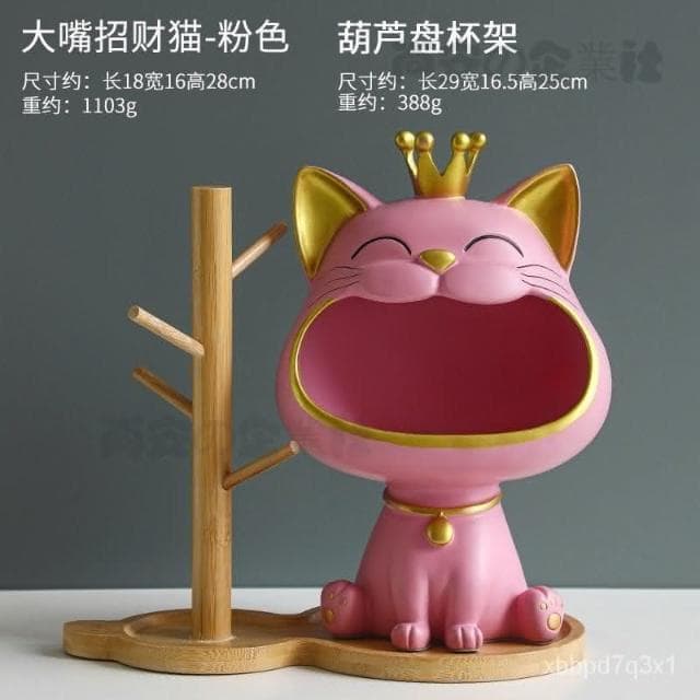 💖免運💖 創意招財貓進門玄關電視櫃鑰匙收納擺件傢居裝飾品開業喬遷禮物 YJEZ
