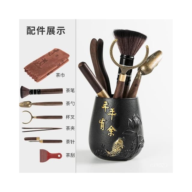 茶具六君子套裝 工廠直銷 茶道六君子6件套泡茶工具六件套茶夾茶巾實木茶具配件6君子套裝 NMFO