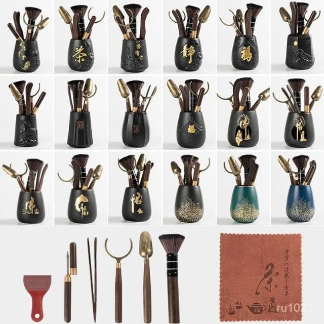 茶具六君子套裝 工廠直銷 茶道六君子6件套泡茶工具六件套茶夾茶巾實木茶具配件6君子套裝 NMFO
