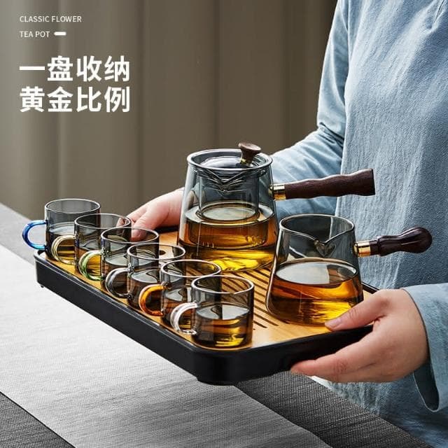 四季風家居 玻璃茶具組家用茶盤辦公室客廳喝茶會客功夫茶杯高級耐熱泡茶壺
