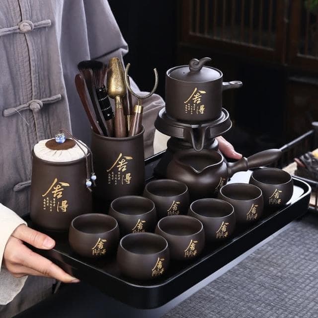 四季風家居 紫砂石磨自動茶具套裝茶壺懶人泡茶神器功夫茶具整套茶盤家用定制