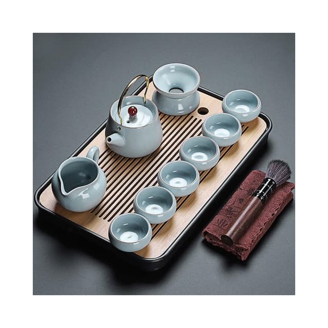 四季風家居 功夫茶具茶盤套裝家用高檔輕奢陶瓷汝窯茶壺茶杯辦公室會客