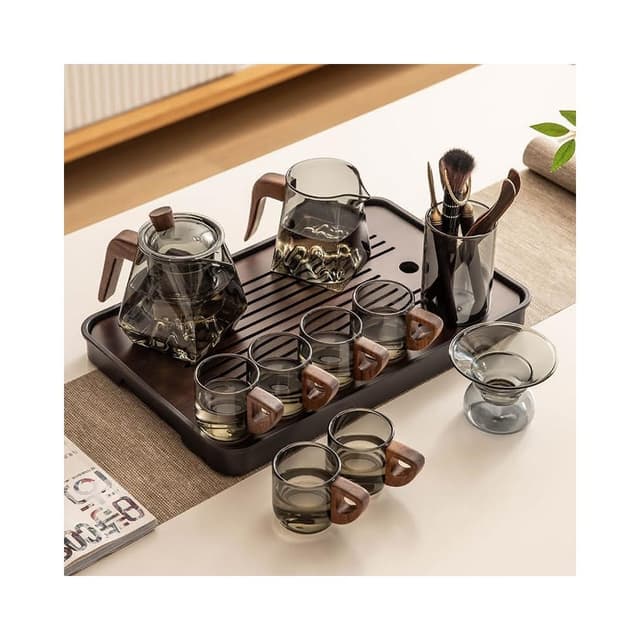 四季風家居 玻璃茶具組家用客廳泡茶壺茶盤辦公室會客喝茶防燙茶杯