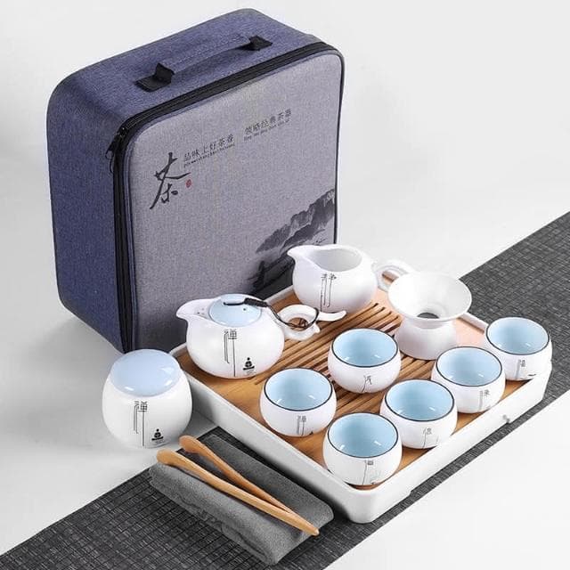四季風家居 哥窯旅行功夫茶具小套裝簡易家用便攜包戶外收納簡約日式茶壺茶藝
