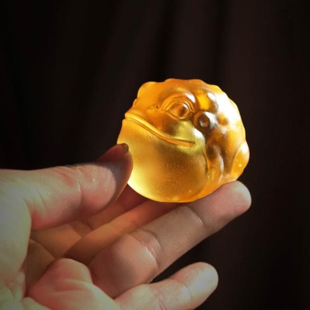 創意招財金蟾茶寵精品可養變色蟾蜍可愛茶玩鎮紙琉璃文創禮物擺件