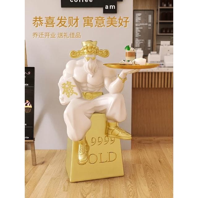 開業禮物肌肉財神爺店鋪前臺潮玩落地高檔大氣裝飾品開店招財擺件