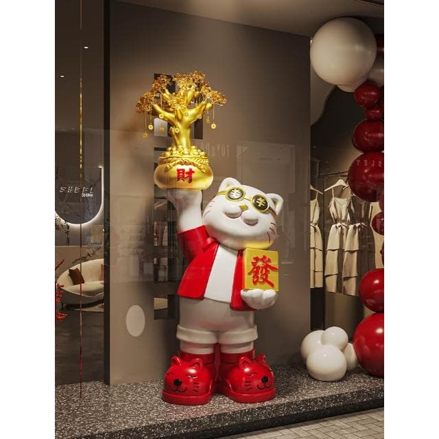 高檔開店招財貓擺件開業禮物前臺送朋友大型落地入戶生意興隆大吉
