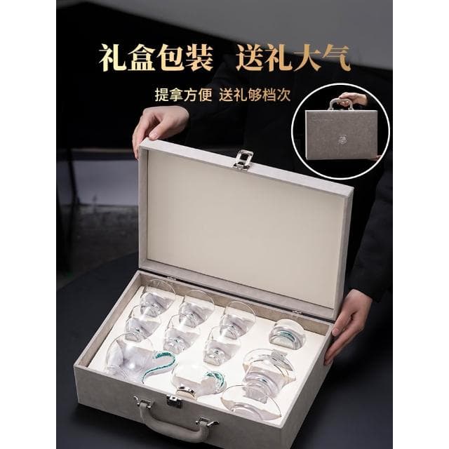 玻璃蓋碗功夫茶具套裝新款輕奢高檔泡茶家用辦公室禮盒送長輩