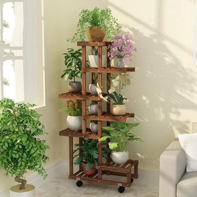 🌷熱銷花架 帶輪可移動植物架 多層室內客廳陽台置物架 多肉綠蘿移動花架 特價植物架 花盆架 落地式盆栽架