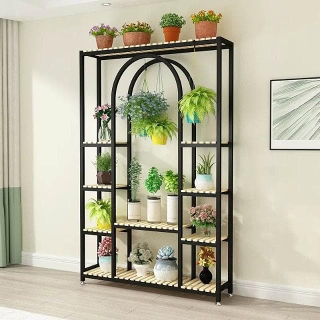 花架 花盆架 盆栽架 落地式花盆架 多層陽台置物架 鐵藝室內花盆架 綠蘿多肉植物架 實木置物架