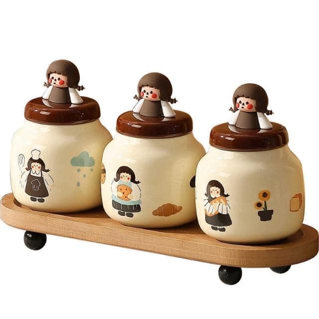 淞本日式調料罐 套裝家用廚房收納盒陶瓷 調味罐 瓶味精鹽罐喬遷新居禮物