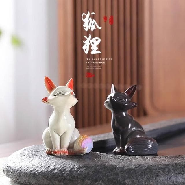 變色小狐貍茶寵 可愛個性茶寶 茶桌上的小擺件 茶道茶玩茶具精品可養