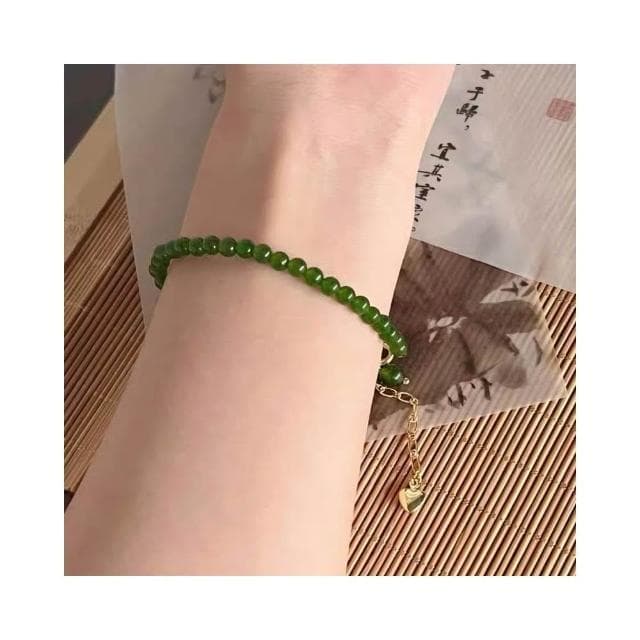 【開運堂】「綠籬」天然綠玉髓手鍊女款顯白復古綠葡萄手串 開運堂