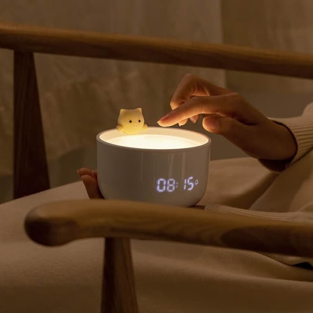 貓咪小夜燈 貓咪鬧鐘 生日送禮 聖誕節 禮物 居家 多功能 小夜燈 貓咪 可愛 鬧鐘 二合一 交換禮物