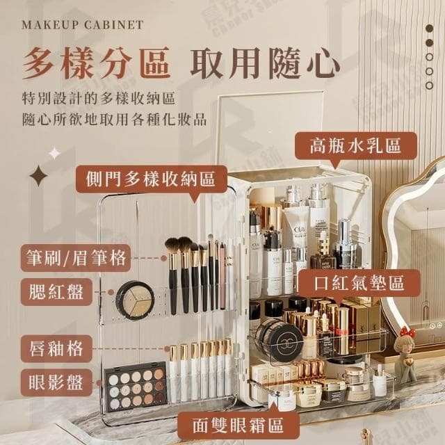 可掀蓋 化妝品收納櫃 化妝品展示櫃 美妝品收納 輕奢收納櫃 高級收納櫃 保養品 刷具 首飾 抽屜收納 收納盒